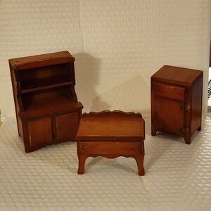 Vintage Wooden Dollhouse Furniture Set, Made In USA